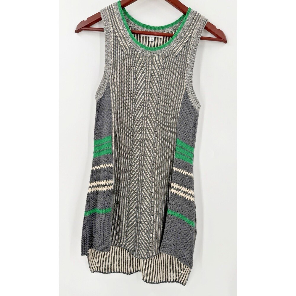 CAbi Gray and Green Sleeveless Cowl-Style Knit Tunic